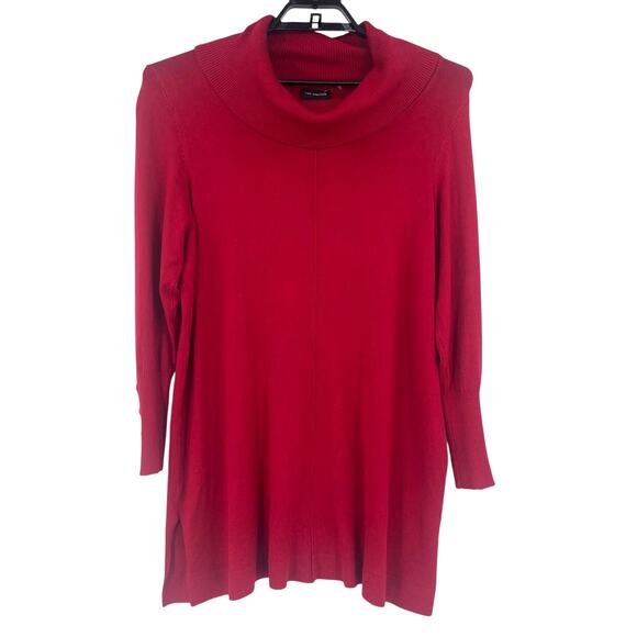 The Limited Cowl Tunic Sweater Sz 1X Gold Button Garnet Holiday Preppy Office - Picture 1 of 9